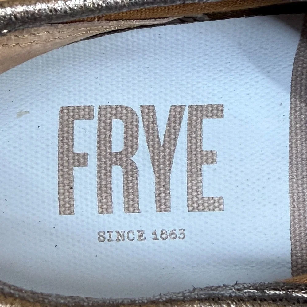 Frye Maya Pewter Metallic Sneakers Womens 6.5 Leather Low Top Flats